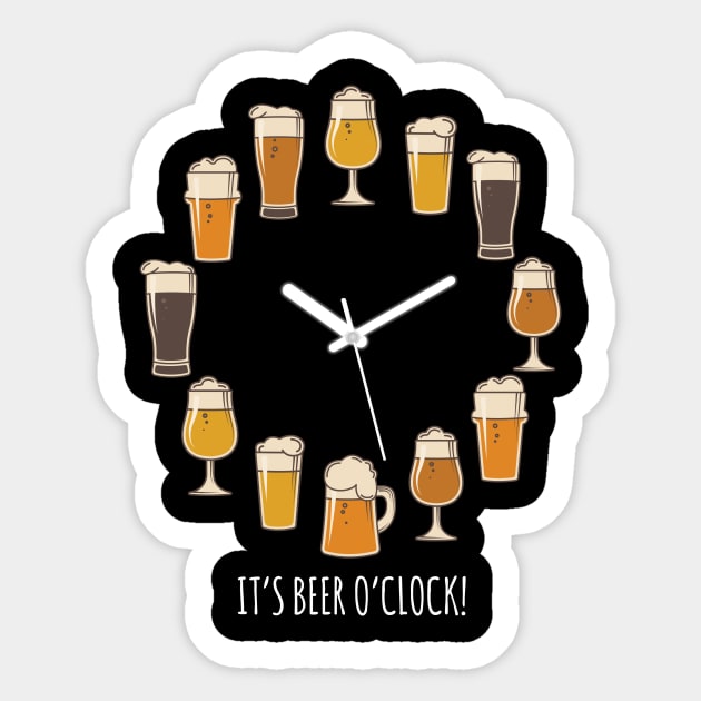 It's Beer O'clock! Sticker by Printadorable